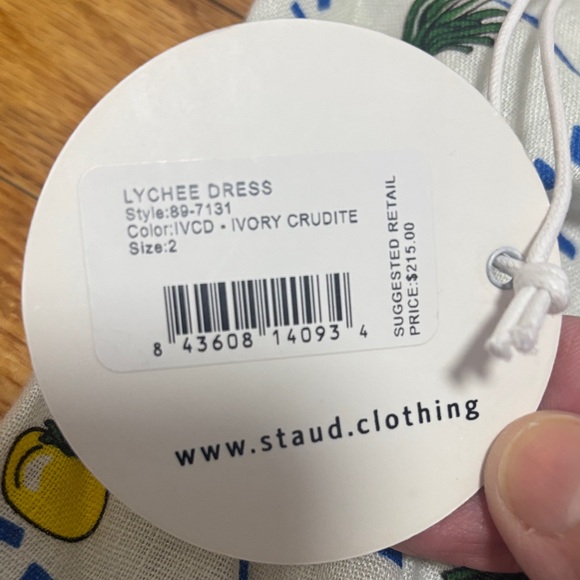 STAUD White and Blue Dress with Lemon Print - Picture 3 of 4